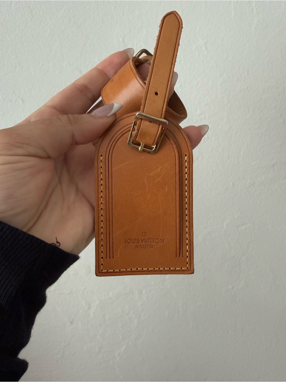 Louis Vuitton Tan Vachetta Leather Luggage Tag with Brass Buckle